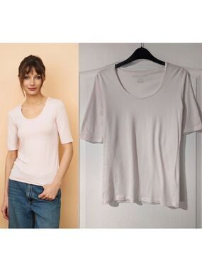 NEW! Majestic Filatures | Silk Touch Elbow Sleeve Scoop Neck T-Shirt In Pink
